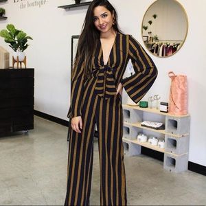 Blue Bush Jumpsuit Knotted Front Large Size